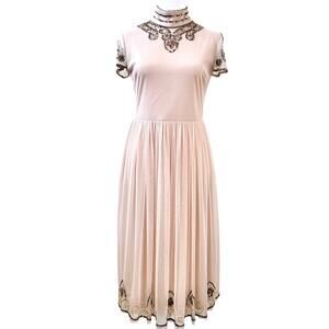 Beaded Embellished Nude Sequin Indie Dress Coquette Size 4